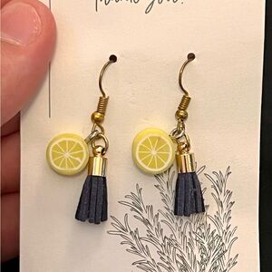 Handcrafted Lemon and Tassel Earrings